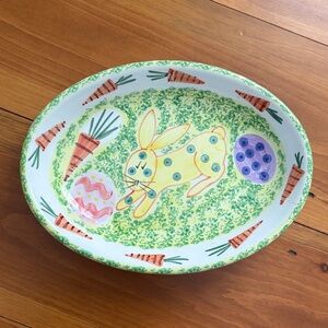 Amora Vtg Made in Italy Easter Rabbit Eggs Porcelain Dish